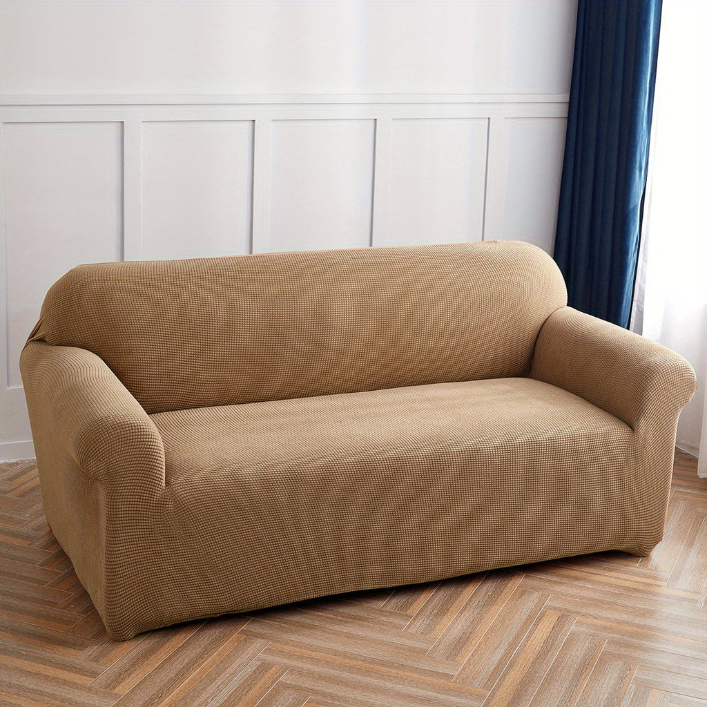 Decor Cedar Calma Plush All Season Sofa Cover lifestyle product image for stretch sofa cover in United States