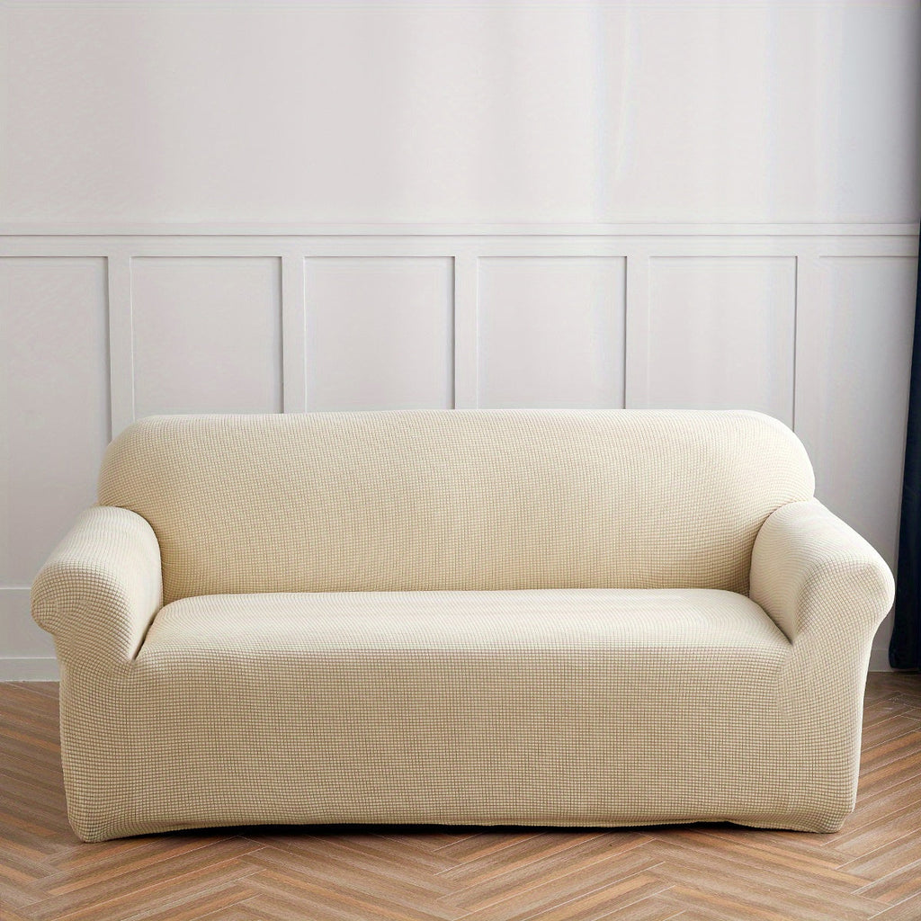 Decor Cedar Calma Plush All Season Sofa Cover lifestyle product image for stretch sofa cover in United States
