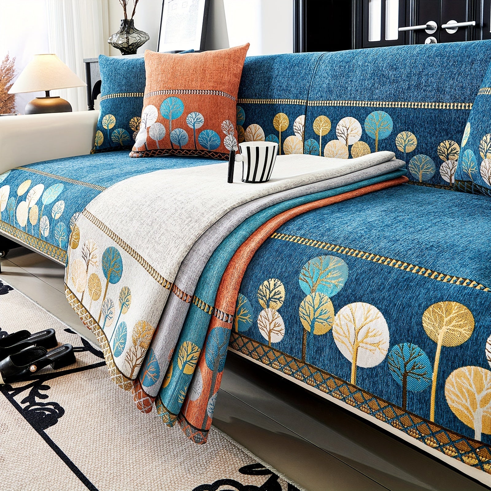 Decor Cedar Sienna Boho Plush Sofa Cover plush sofa cover in United States - lifestyle fit detail 4