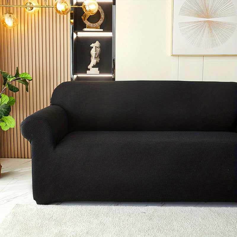 Decor Cedar Calma Plush All Season Sofa Cover lifestyle product image for stretch sofa cover in United States