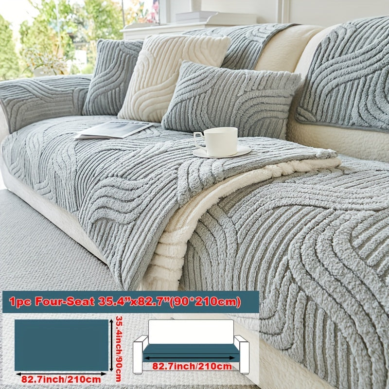 Decor Cedar Velvetta Plush Sofa Cover lifestyle product image for stretch sofa cover in United States