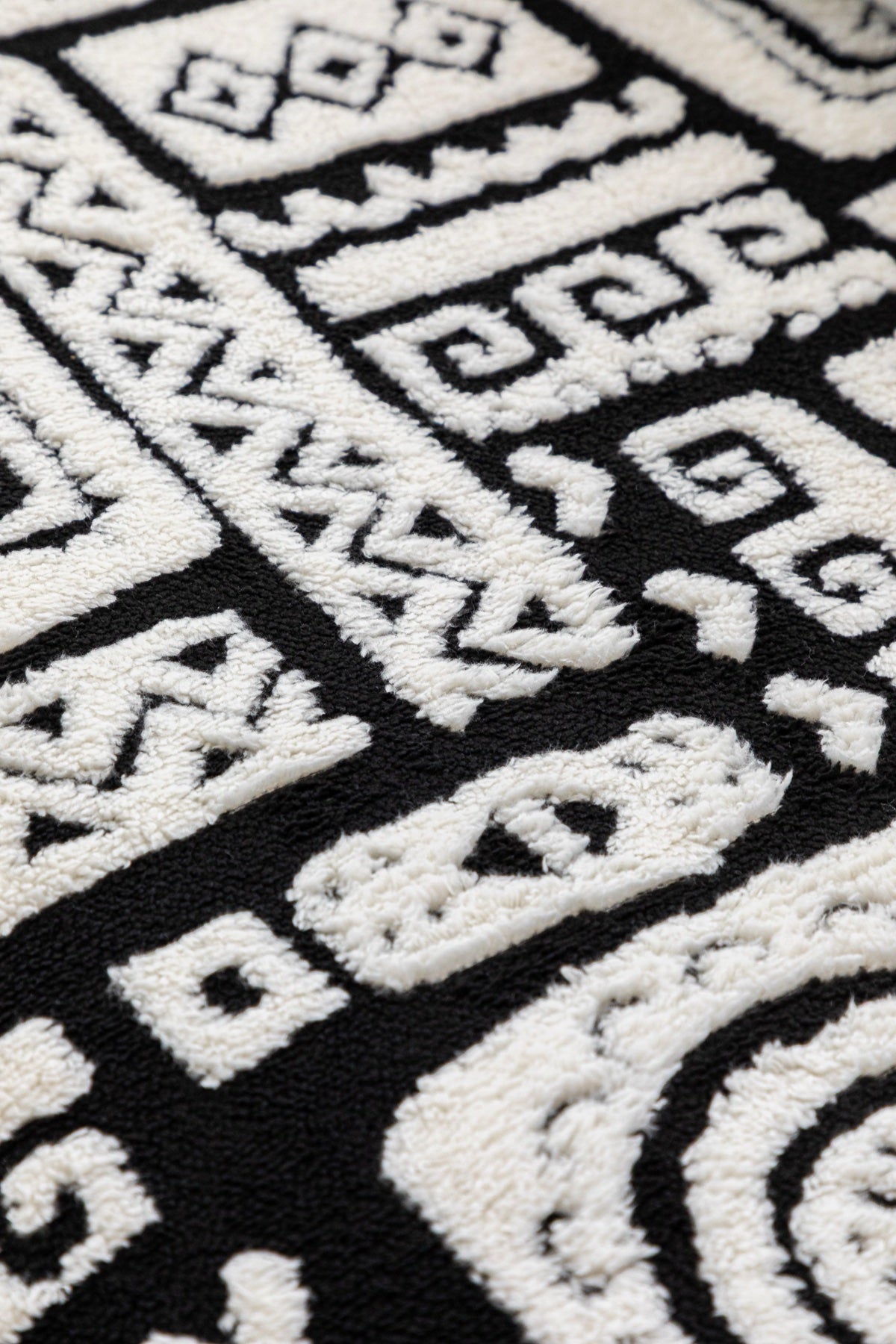 Decor Cedar Elara Geometric Plush Sofa Seat Cover in Black Ivory - detail image for geometric plush couch cover pieces in United States