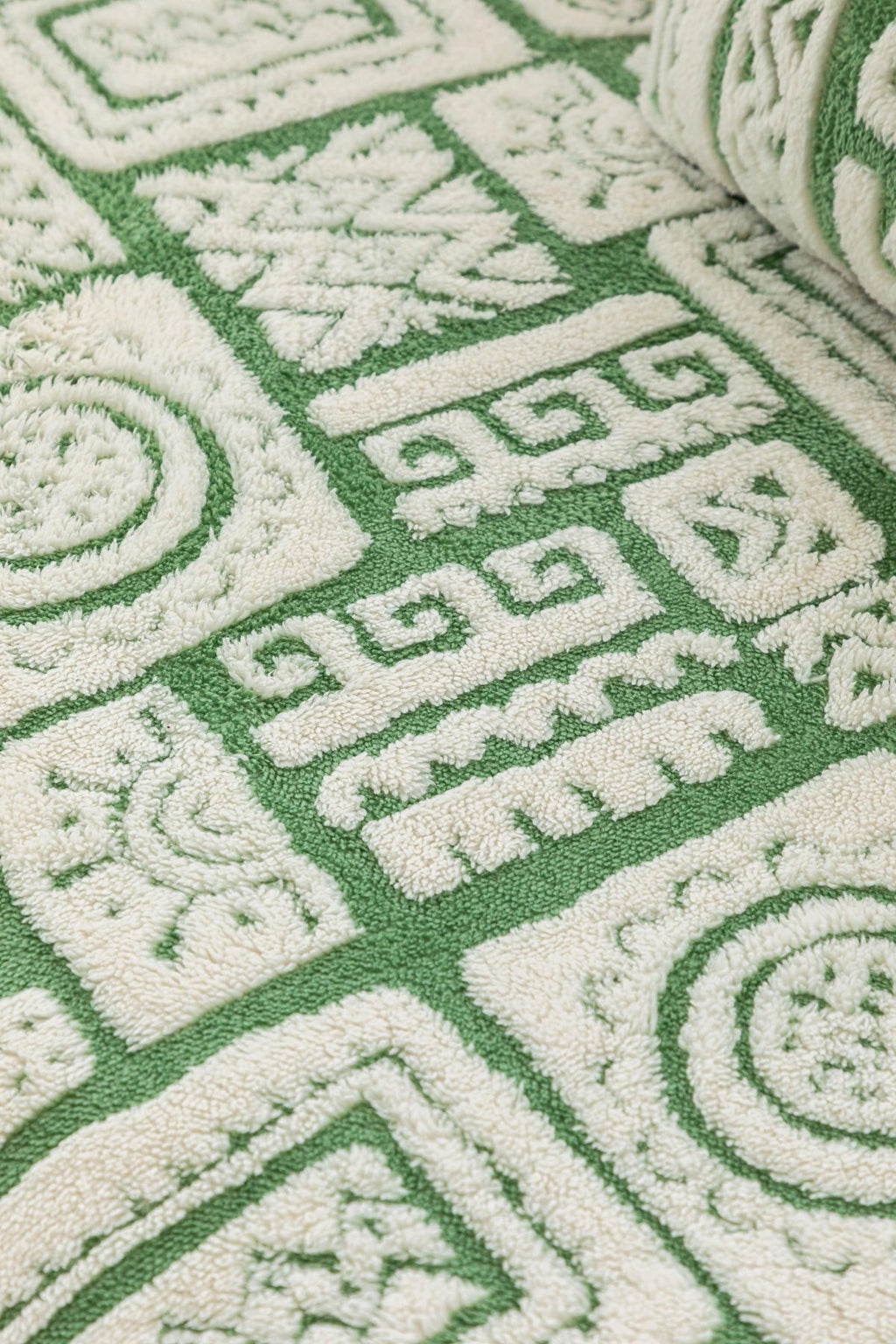 Decor Cedar Elara Geometric Plush Sofa Seat Cover in Sage Green - detail image for geometric plush couch cover pieces in United States