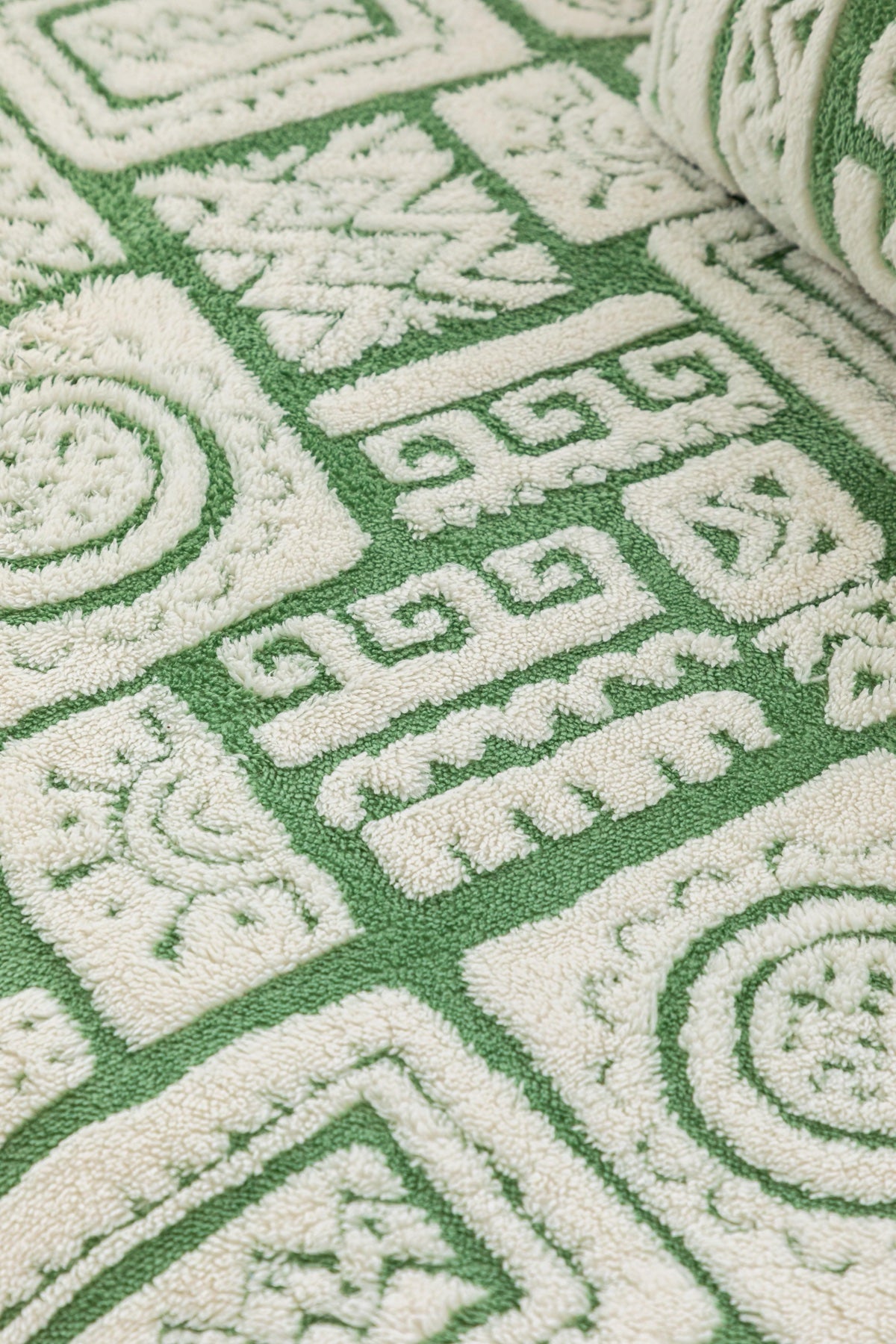 Decor Cedar Elara Geometric Plush Sofa Seat Cover in Sage Green - detail image for geometric plush couch cover pieces in United States