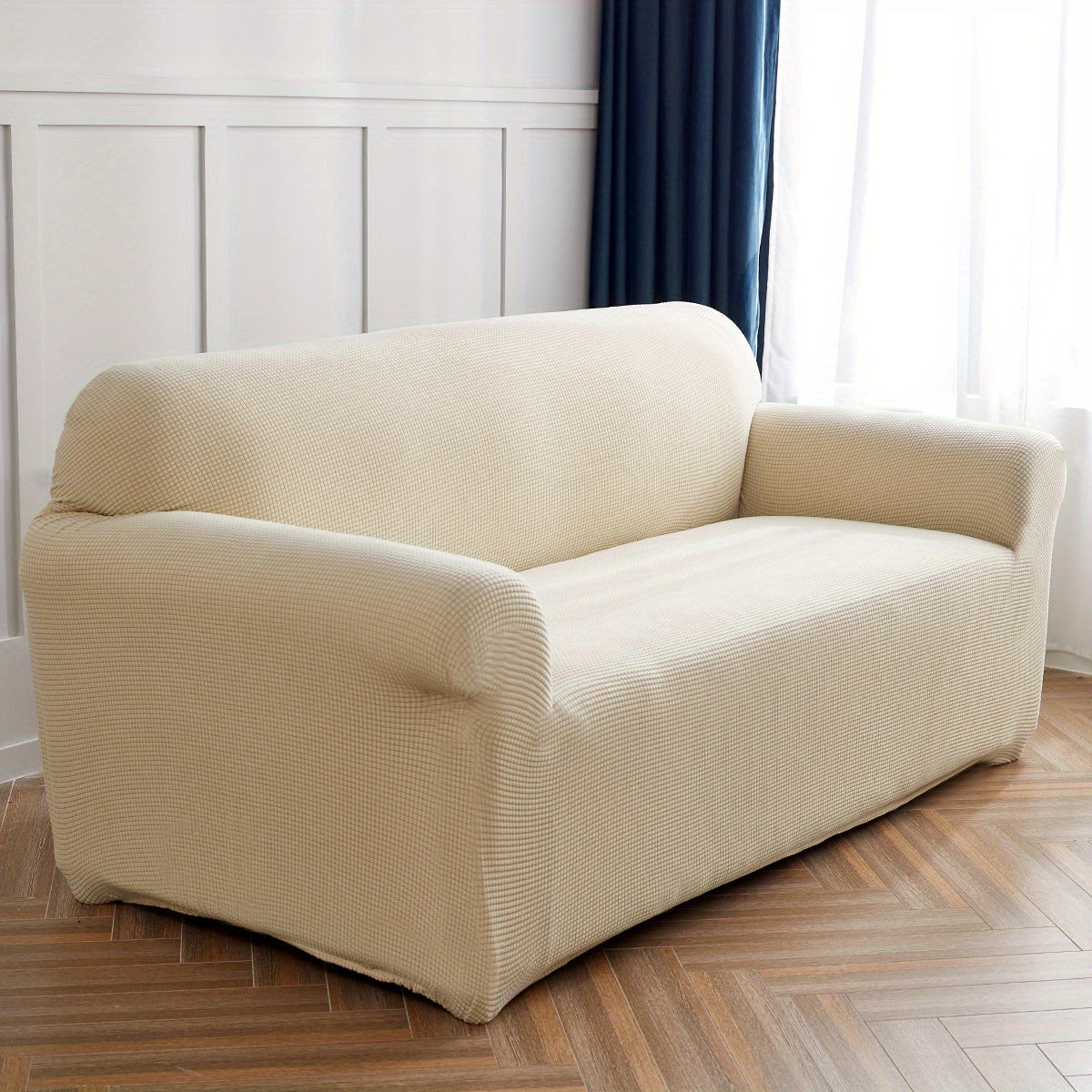 Decor Cedar Calma Plush All Season Sofa Cover lifestyle product image for stretch sofa cover in United States