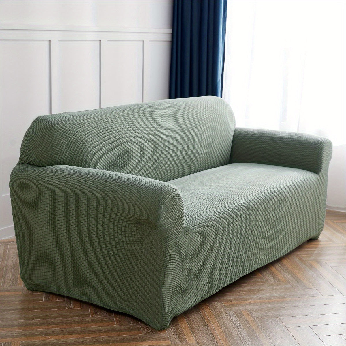 Decor Cedar Calma Plush All Season Sofa Cover lifestyle product image for stretch sofa cover in United States