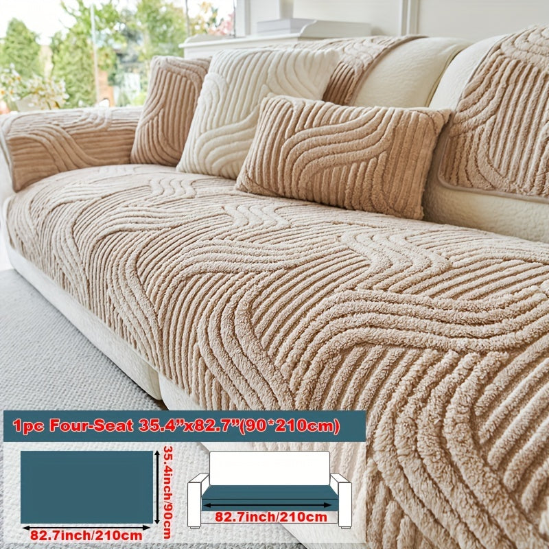 Decor Cedar Velvetta Plush Sofa Cover lifestyle product image for stretch sofa cover in United States