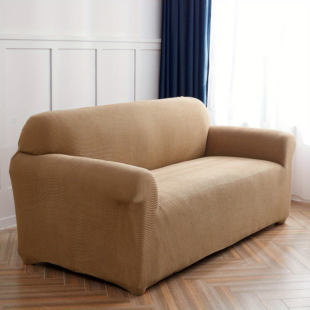 Decor Cedar Calma Plush All Season Sofa Cover lifestyle product image for stretch sofa cover in United States