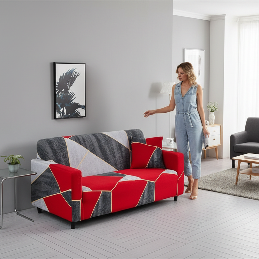Decor Cedar Celeste Floral Stretch Sofa Cover stretch sofa cover in United States - featured product image