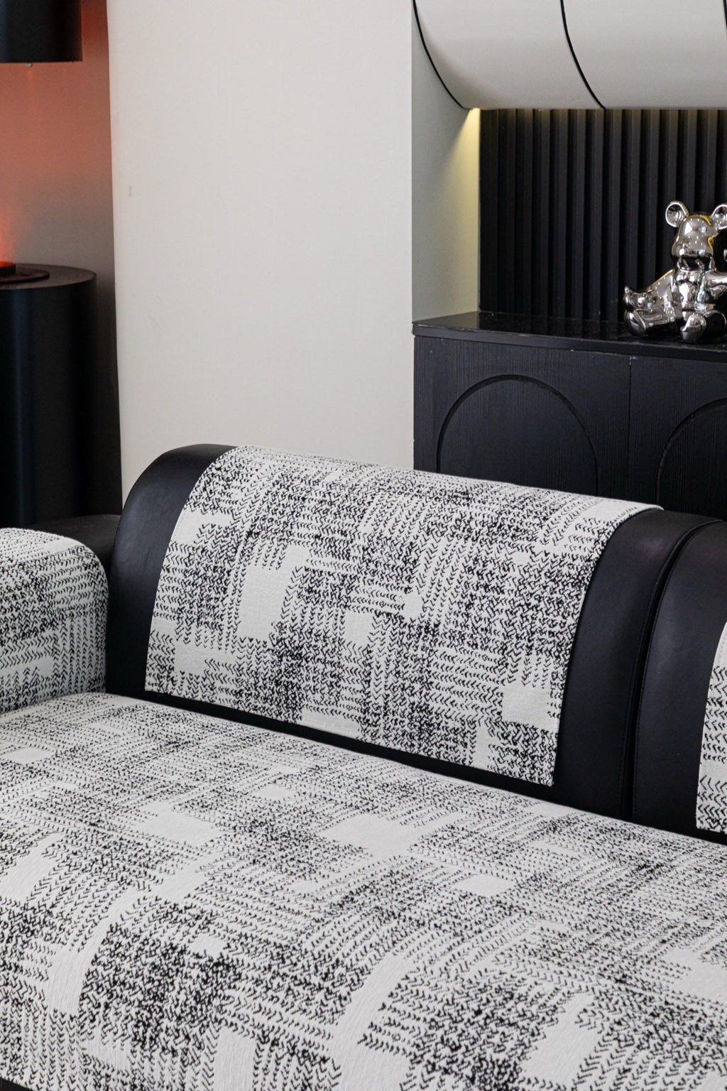 Decor Cedar Hampton Plaid Jacquard Sofa Seat Cover in Silver Gray Plaid - styled sofa image for plaid sofa seat covers in United States