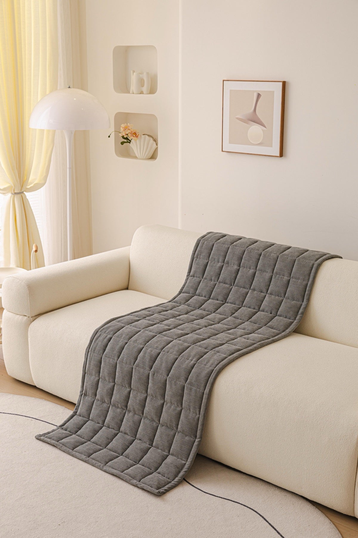 Decor Cedar Haven Quilted Corduroy Sofa Cover Piece in Charcoal Gray - draped sofa cover piece view for quilted corduroy sofa cover pieces in United States, image 7