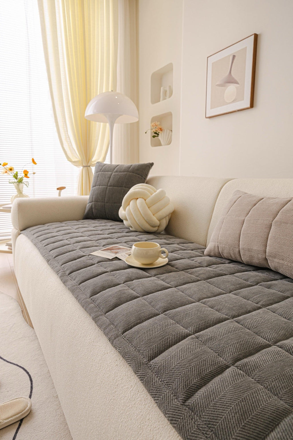 Decor Cedar Haven Quilted Corduroy Sofa Cover Piece in Charcoal Gray - styled quilted sofa cover piece for quilted corduroy sofa cover pieces in United States, image 10