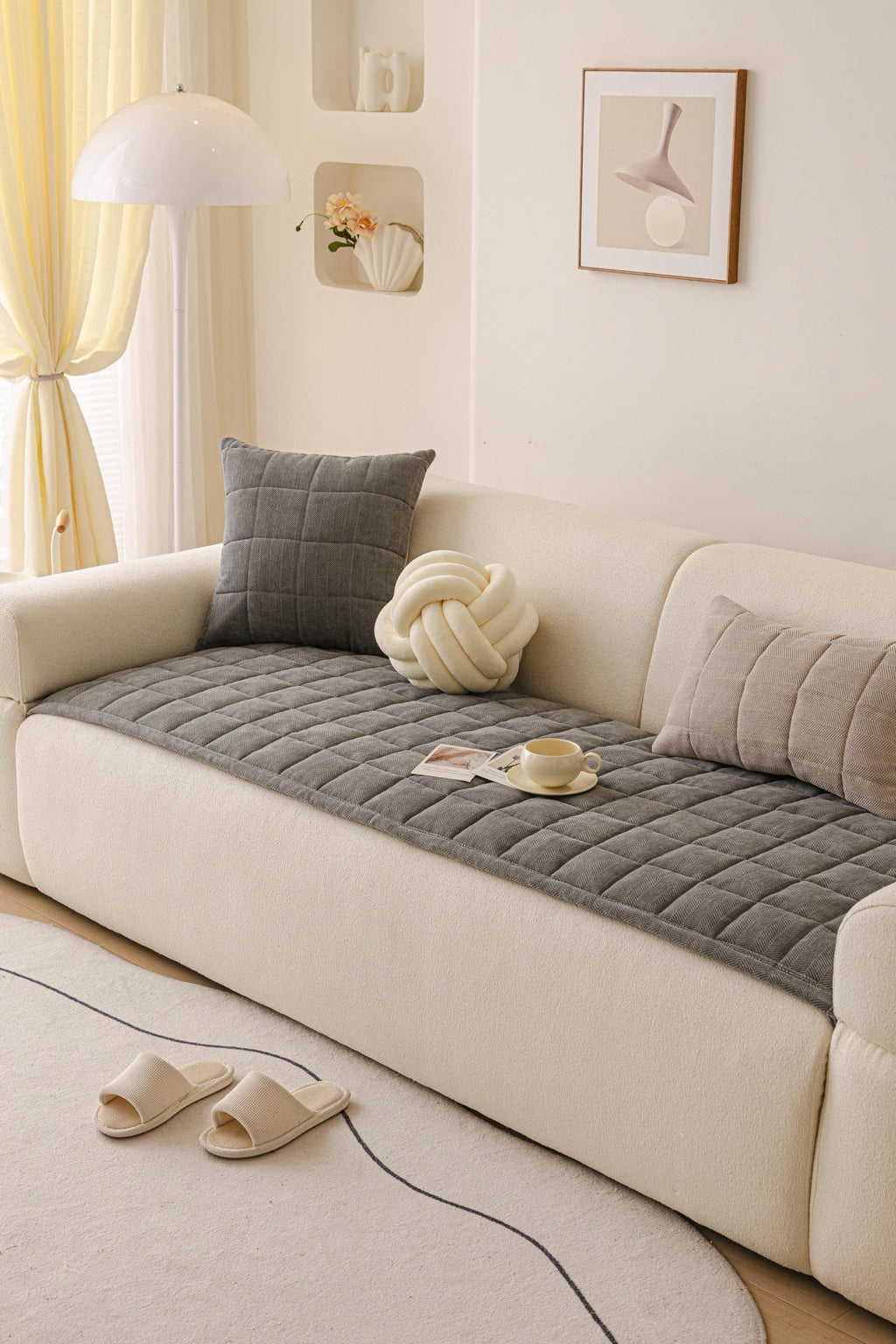 Decor Cedar Haven Quilted Corduroy Sofa Cover Piece pet-friendly sofa cover in United States - color and texture view 2
