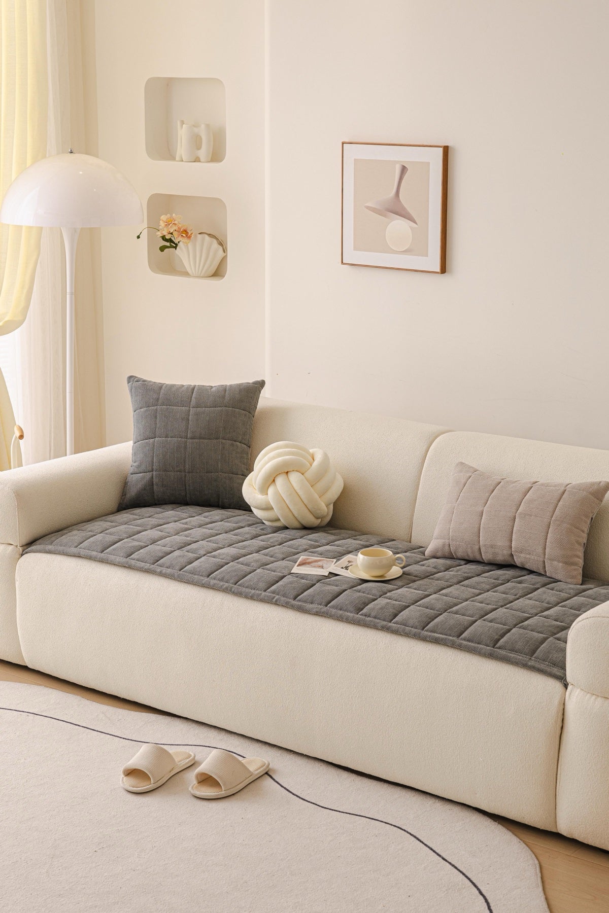 Decor Cedar Haven Quilted Corduroy Sofa Cover Piece in Charcoal Gray - styled quilted sofa cover piece for quilted corduroy sofa cover pieces in United States, image 5