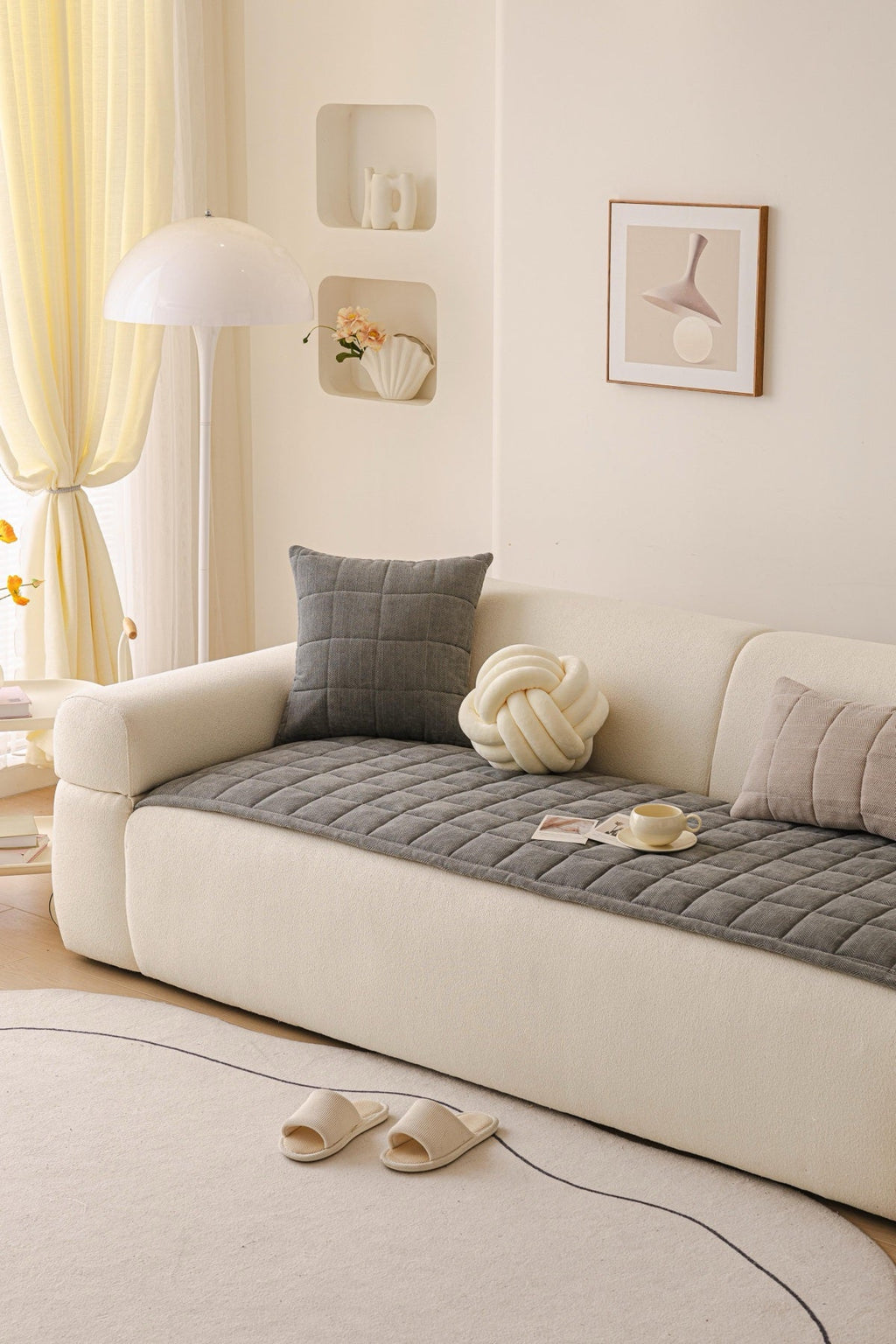 Decor Cedar Haven Quilted Corduroy Sofa Cover Piece in Charcoal Gray - styled quilted sofa cover piece for quilted corduroy sofa cover pieces in United States, image 6