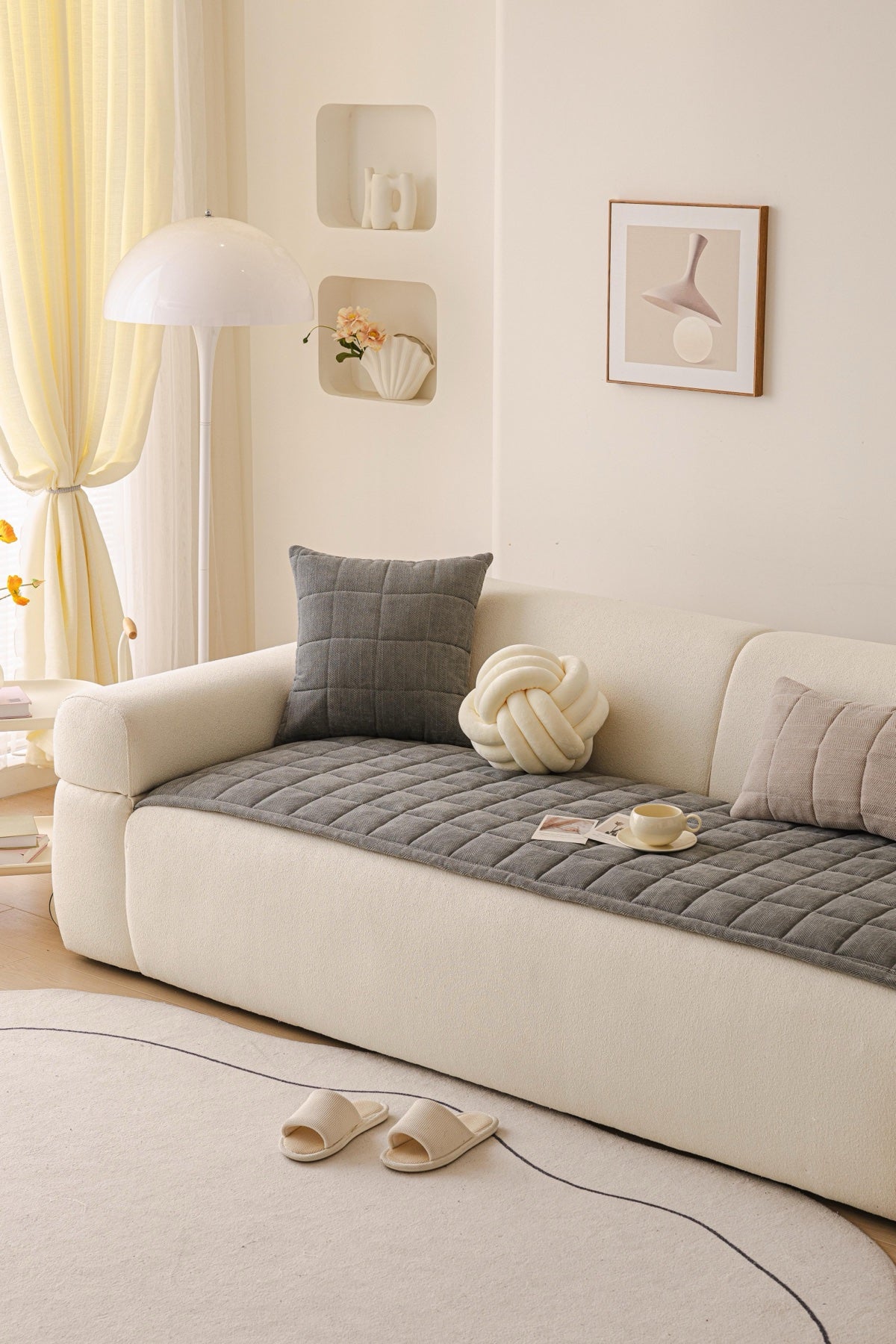 Decor Cedar Haven Quilted Corduroy Sofa Cover Piece in Charcoal Gray - styled quilted sofa cover piece for quilted corduroy sofa cover pieces in United States, image 6