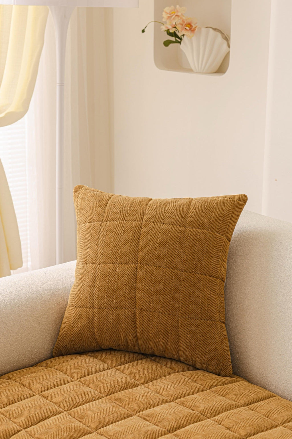 Decor Cedar Haven Quilted Corduroy Sofa Cover Piece in Ochre Gold - styled quilted sofa cover piece for quilted corduroy sofa cover pieces in United States, image 21