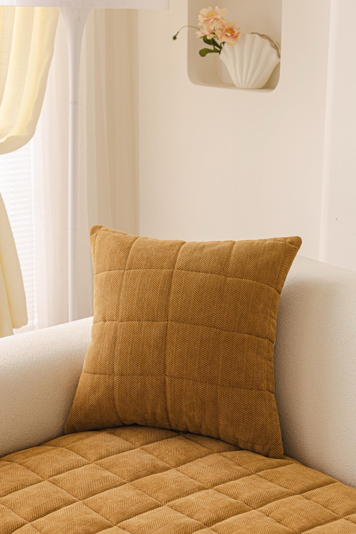 Decor Cedar Haven Quilted Corduroy Sofa Cover Piece in Ochre Gold - styled quilted sofa cover piece for quilted corduroy sofa cover pieces in United States, image 21