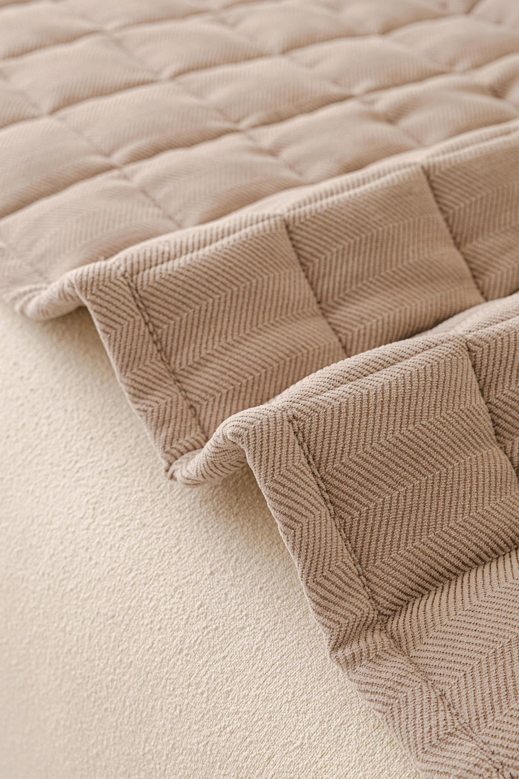 Decor Cedar Haven Quilted Corduroy Sofa Cover Piece in Warm Taupe - quilted corduroy fabric detail for quilted corduroy sofa cover pieces in United States, image 54