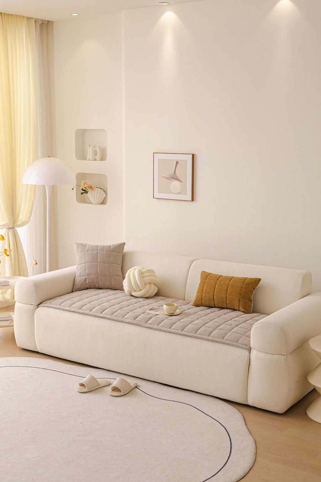Decor Cedar Haven Quilted Corduroy Sofa Cover Piece in Warm Taupe - styled quilted sofa cover piece for quilted corduroy sofa cover pieces in United States, image 41