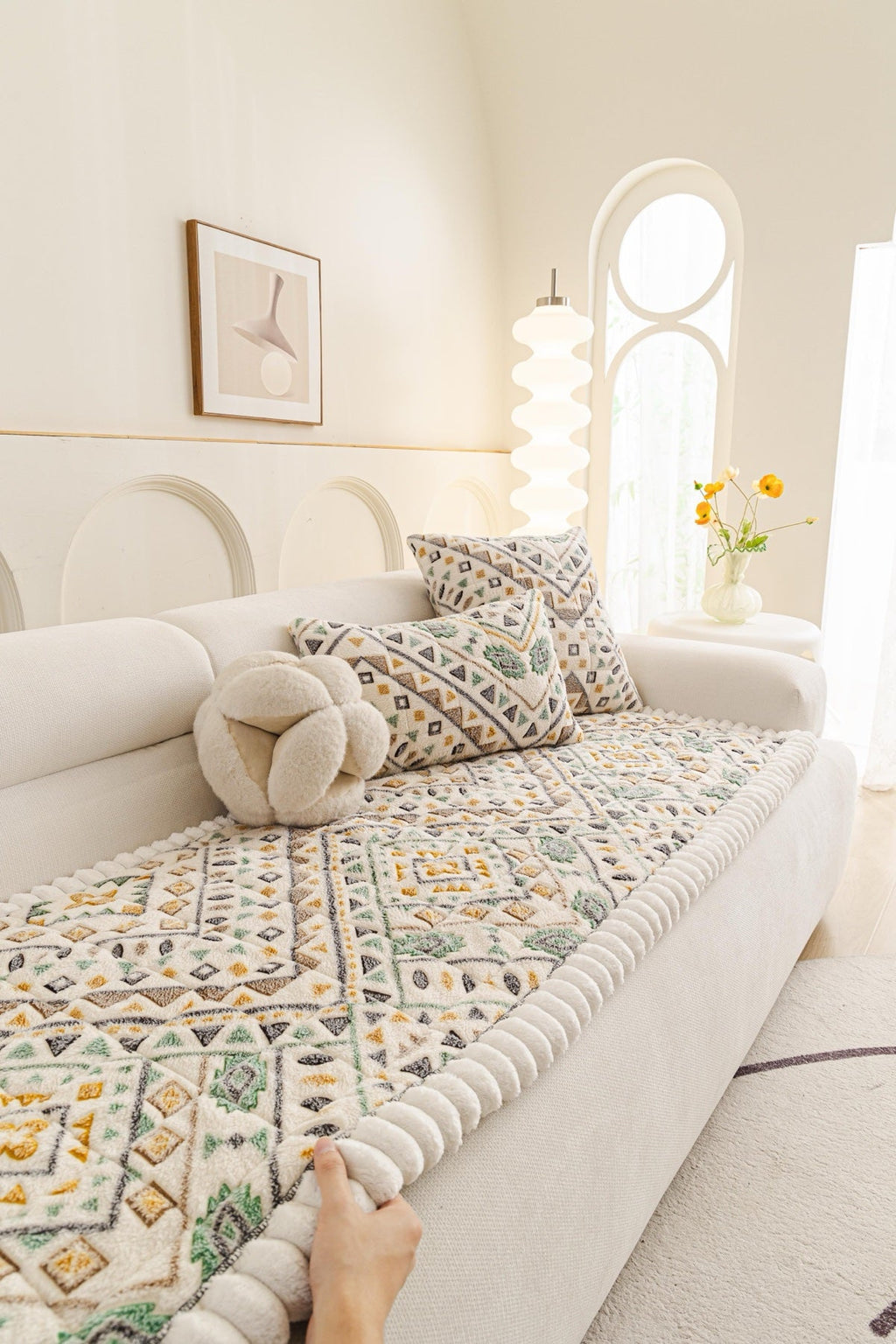 Decor Cedar Liora Pom Edge Boho Sofa Seat Cover - sofa cover piece styling for boho sofa cover piece in United States, image 4