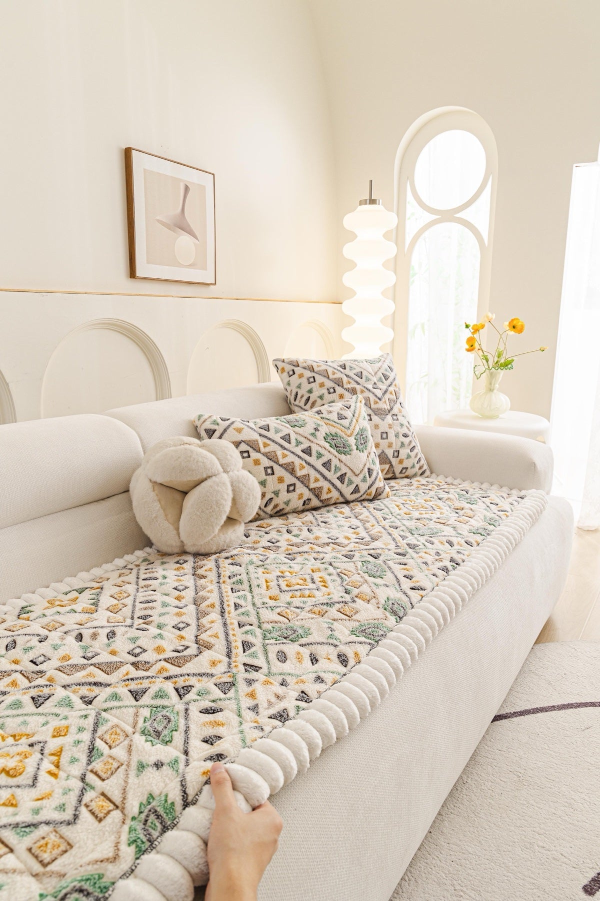 Decor Cedar Liora Pom Edge Boho Sofa Seat Cover - sofa cover piece styling for boho sofa cover piece in United States, image 4