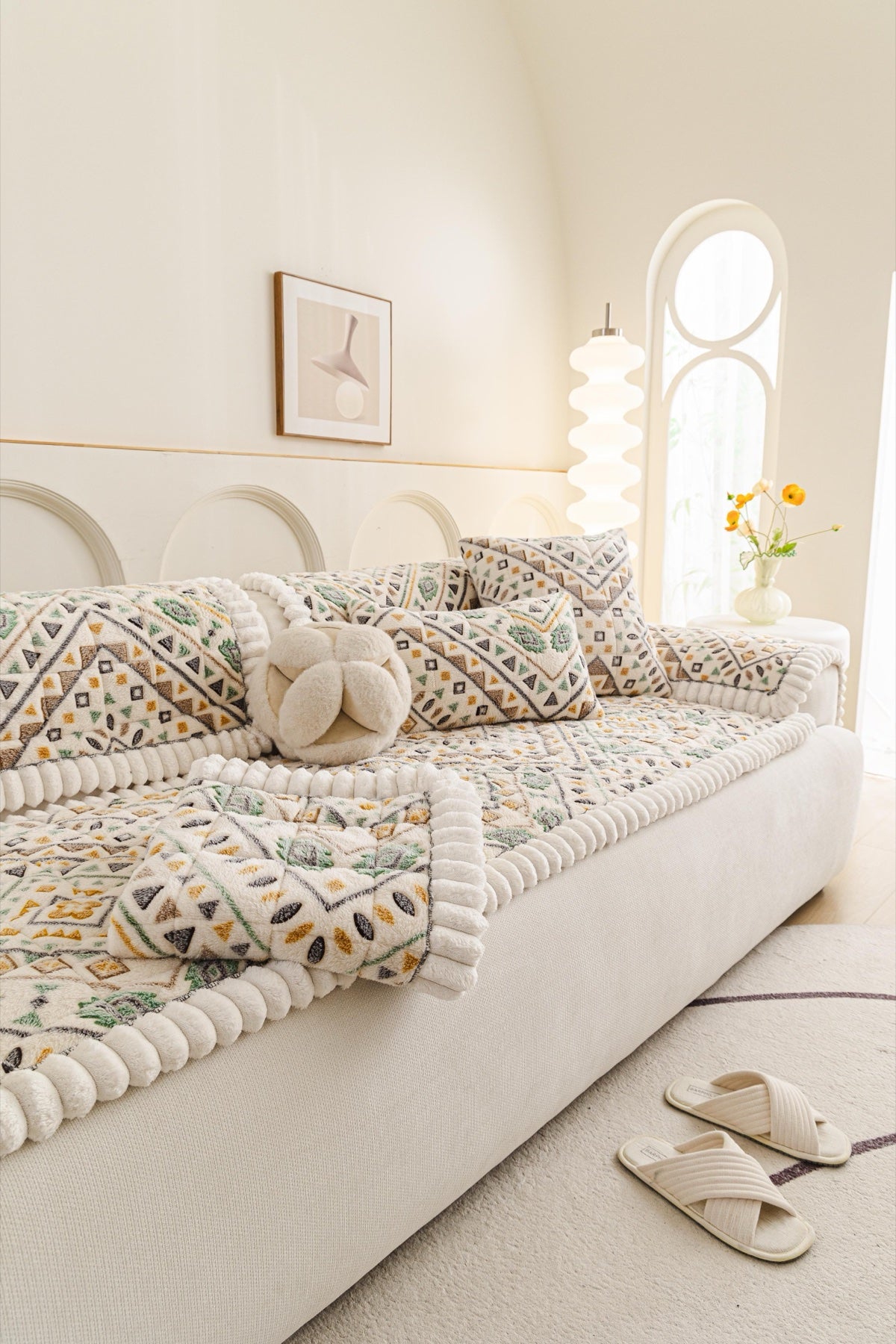 Decor Cedar Liora Pom Edge Boho Sofa Seat Cover - sofa cover piece styling for boho sofa cover piece in United States, image 7