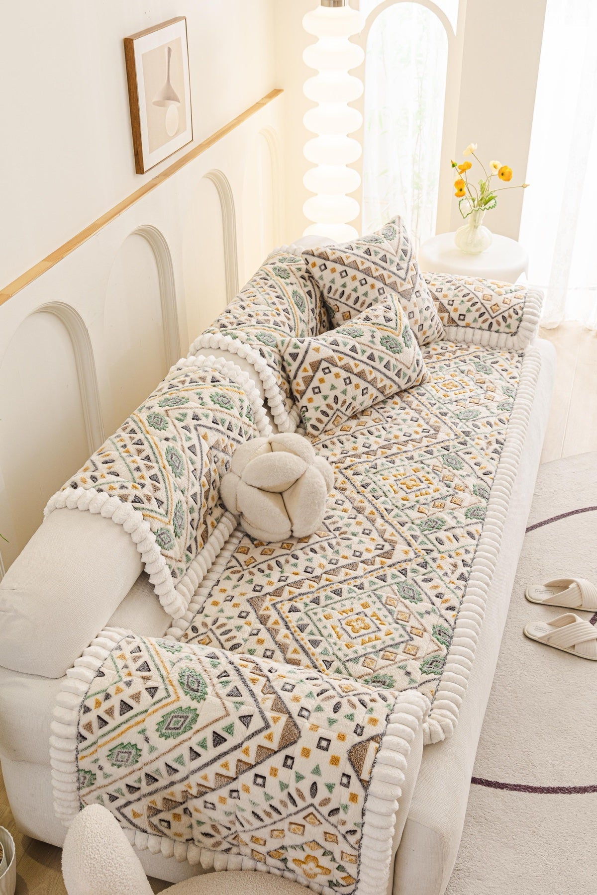 Decor Cedar Liora Pom Edge Boho Sofa Seat Cover - sofa cover piece styling for boho sofa cover piece in United States, image 10