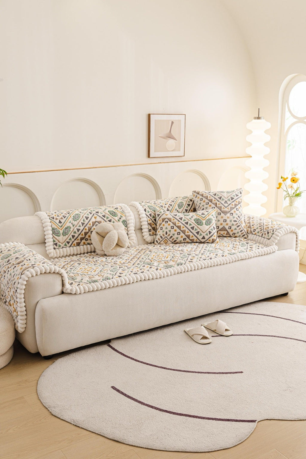 Decor Cedar Liora Pom Edge Boho Sofa Seat Cover - sofa cover piece styling for boho sofa cover piece in United States, image 11