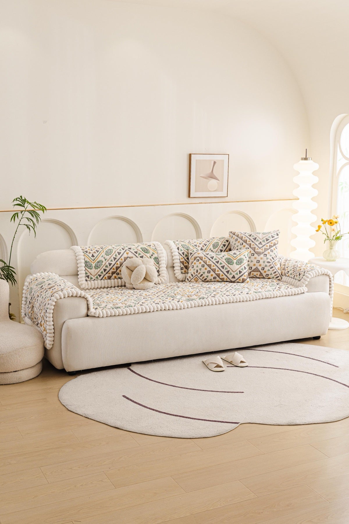 Decor Cedar Liora Pom Edge Boho Sofa Seat Cover - sofa cover piece styling for boho sofa cover piece in United States, image 12