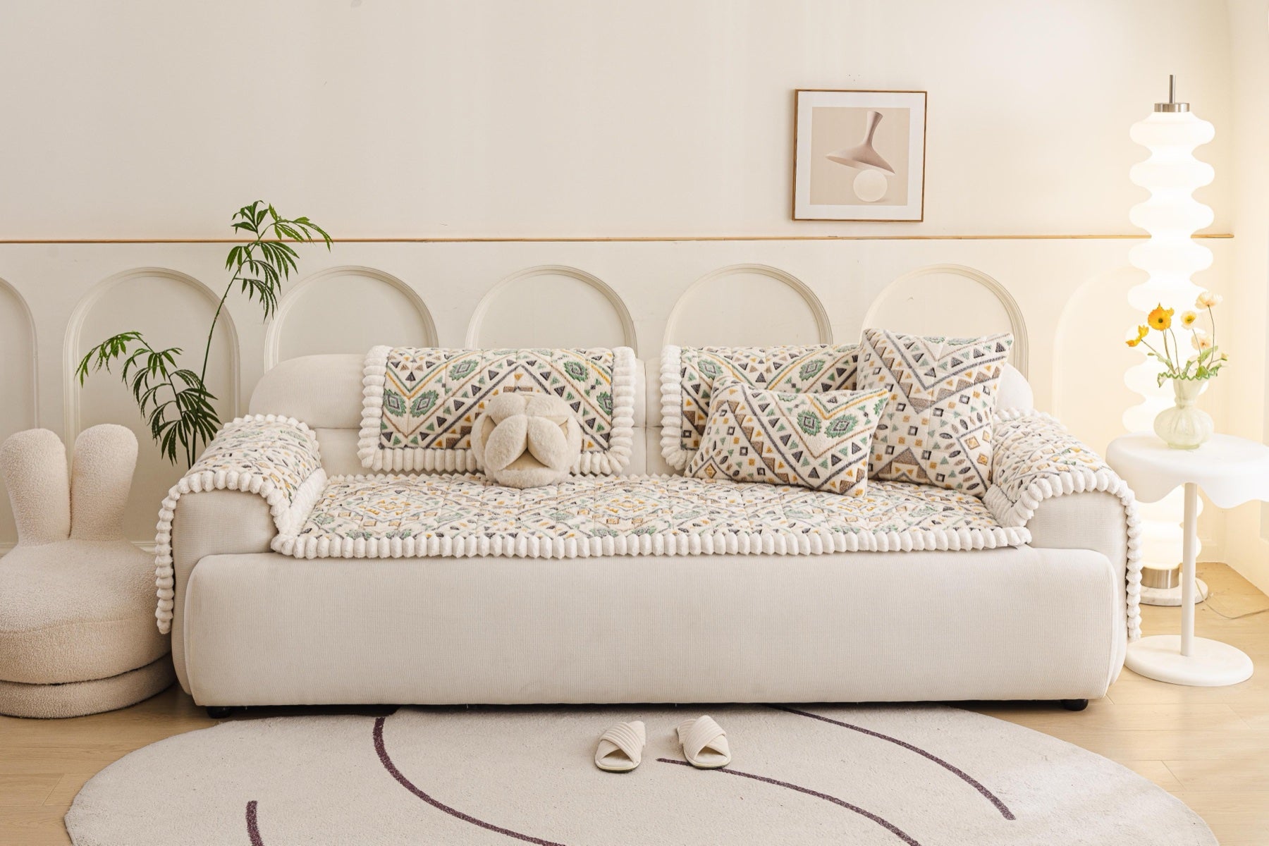 Decor Cedar Liora Pom Edge Boho Sofa Seat Cover - sofa cover piece styling for boho sofa cover piece in United States, image 15