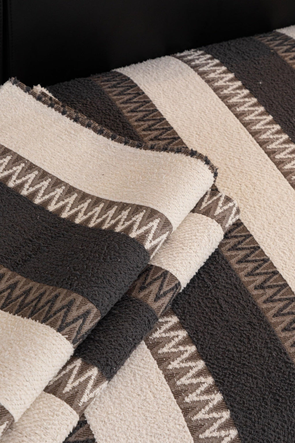 Decor Cedar Marlow Plush Stripe Sofa Seat Cover in Caramel Brown Stripe - detail image for plush striped couch cover pieces in United States