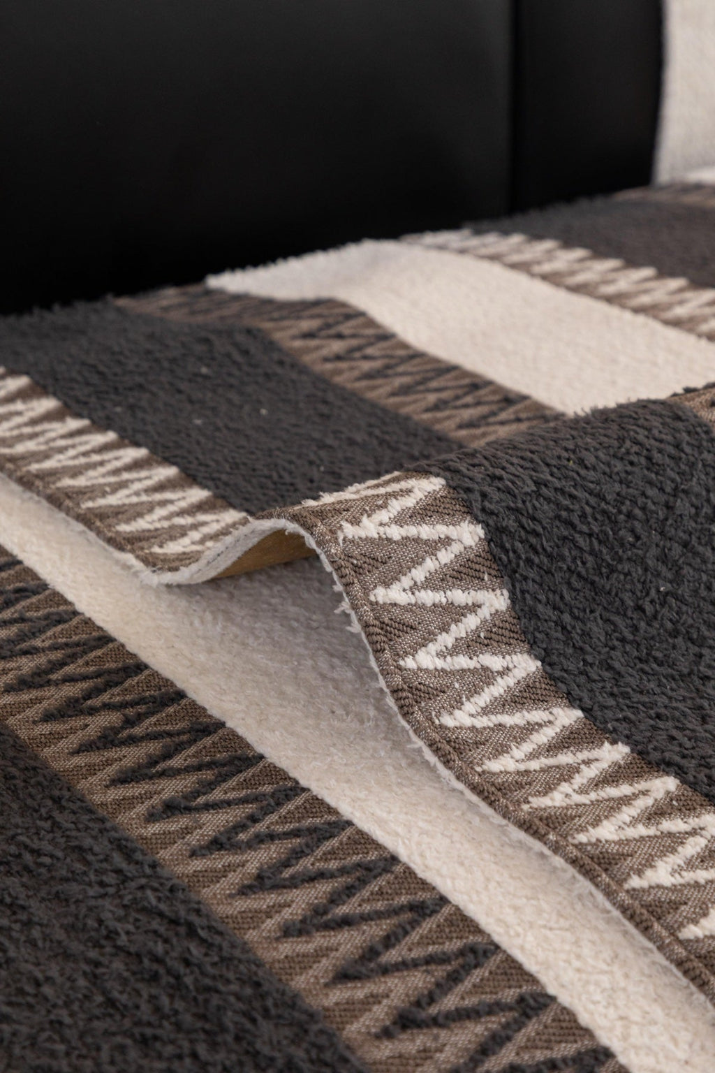 Decor Cedar Marlow Plush Stripe Sofa Seat Cover in Caramel Brown Stripe - detail image for plush striped couch cover pieces in United States