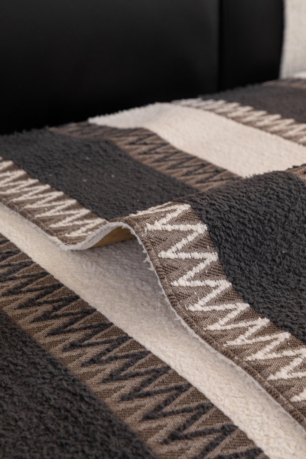 Decor Cedar Marlow Plush Stripe Sofa Seat Cover in Caramel Brown Stripe - detail image for plush striped couch cover pieces in United States