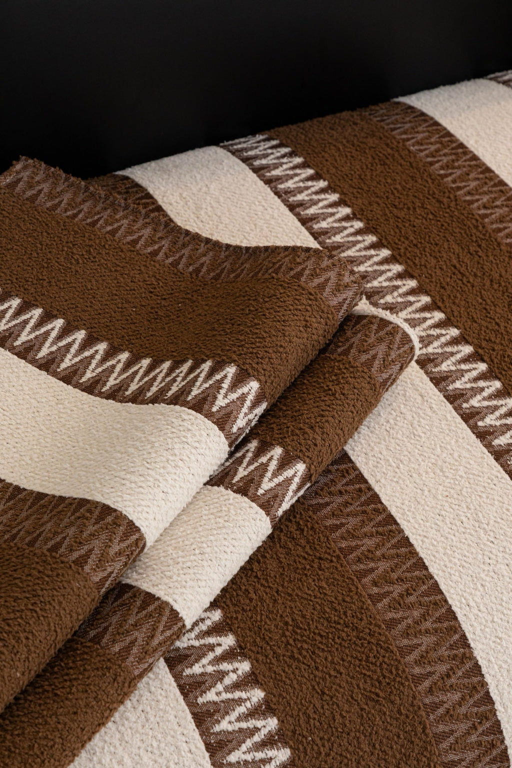 Decor Cedar Marlow Plush Stripe Sofa Seat Cover in Mocha Brown Stripe - detail image for plush striped couch cover pieces in United States