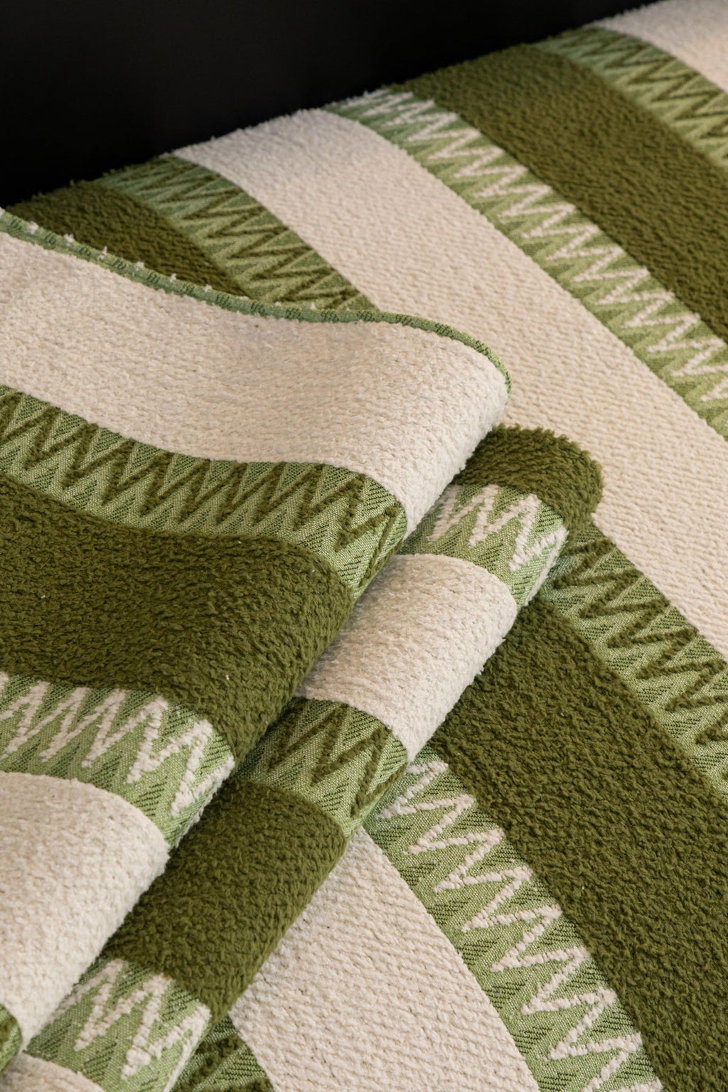 Decor Cedar Marlow Plush Stripe Sofa Seat Cover in Olive Green Stripe - detail image for plush striped couch cover pieces in United States