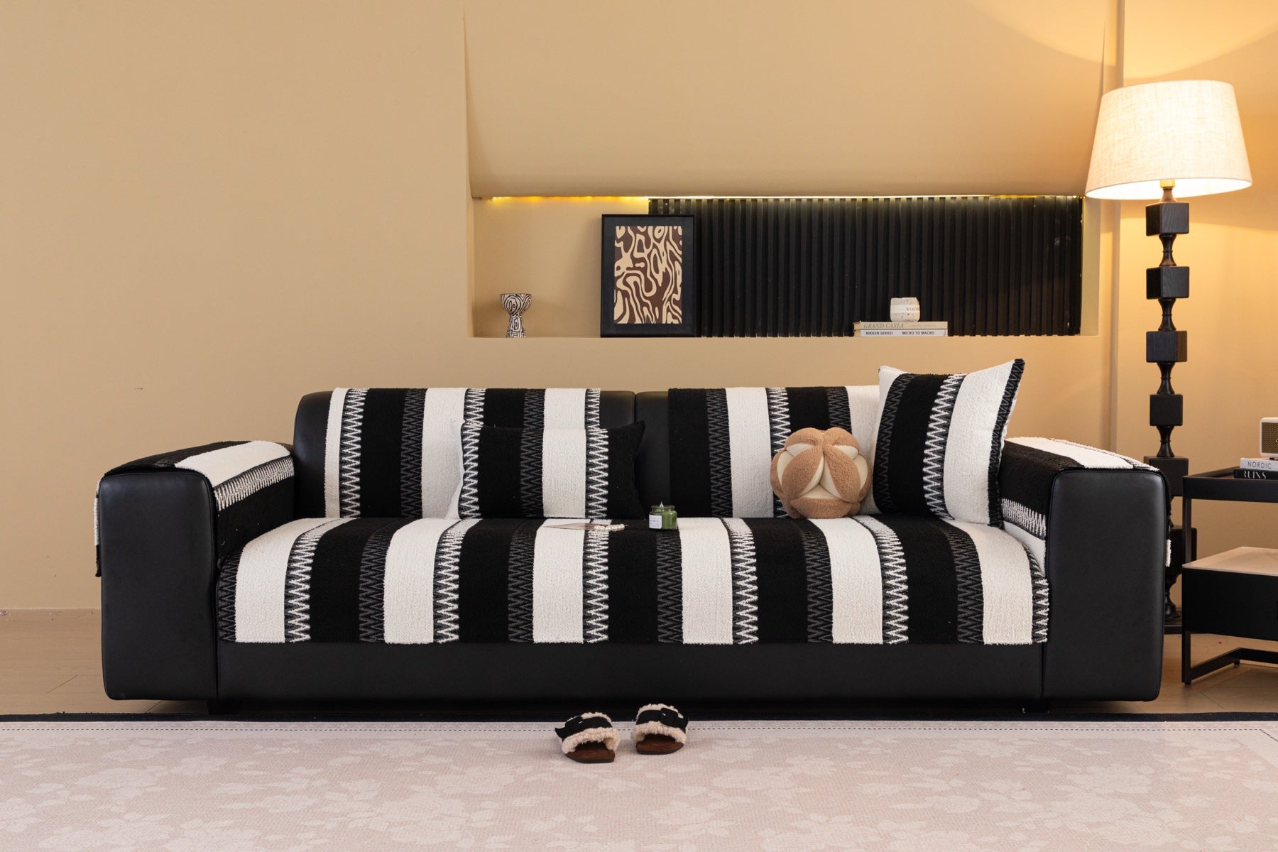 Decor Cedar Marlow Plush Stripe Sofa Seat Cover plush sofa seat cover in United States - color and texture view 2