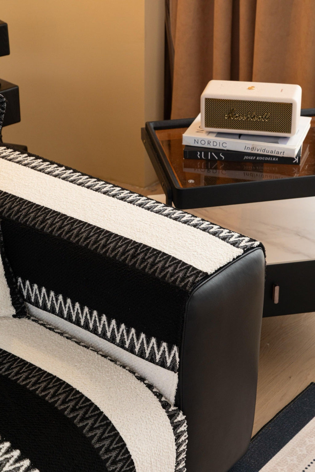 Decor Cedar Marlow Plush Stripe Sofa Seat Cover in Onyx Black Stripe - detail image for plush striped couch cover pieces in United States