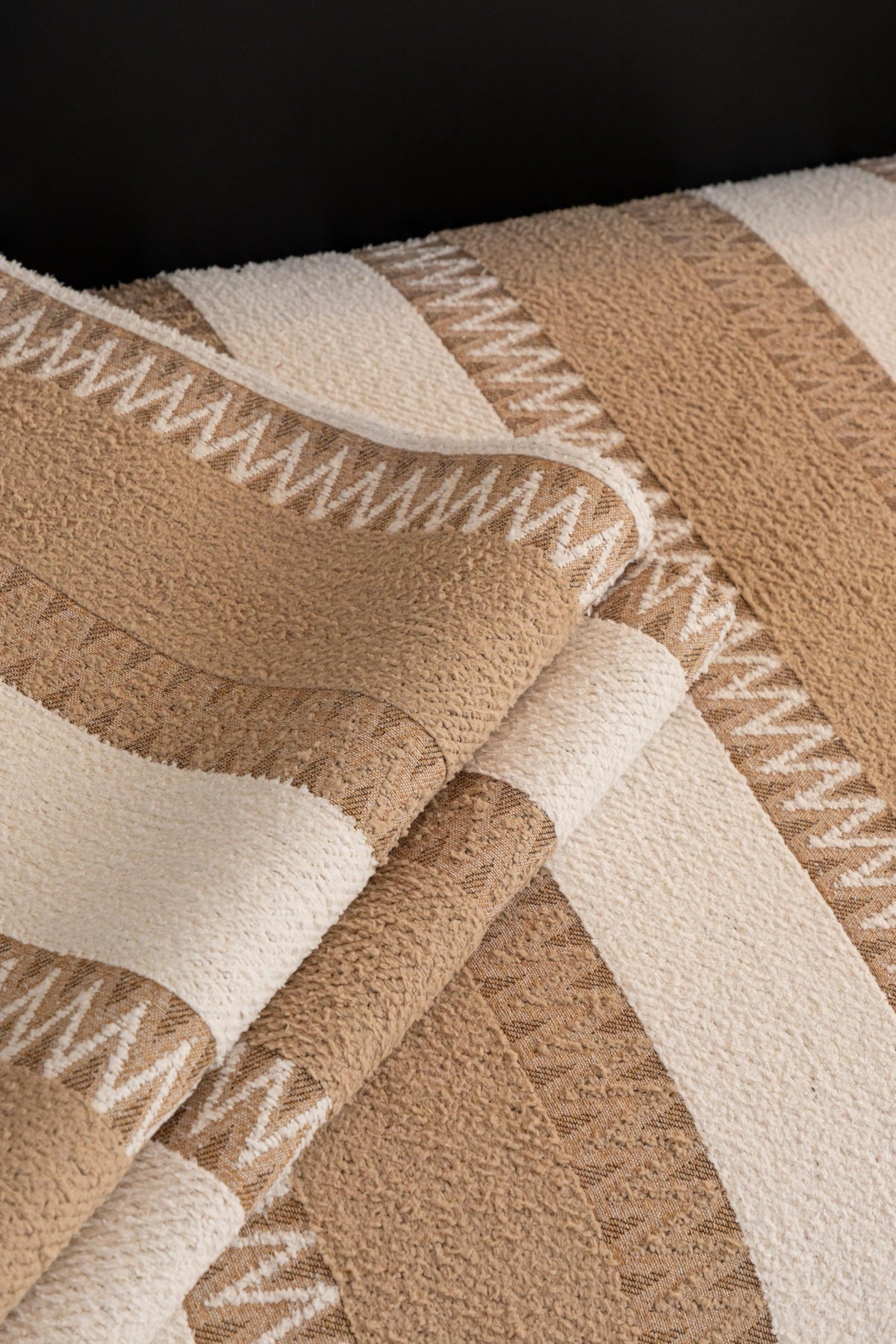 Decor Cedar Marlow Plush Stripe Sofa Seat Cover in Sand Beige Stripe - detail image for plush striped couch cover pieces in United States