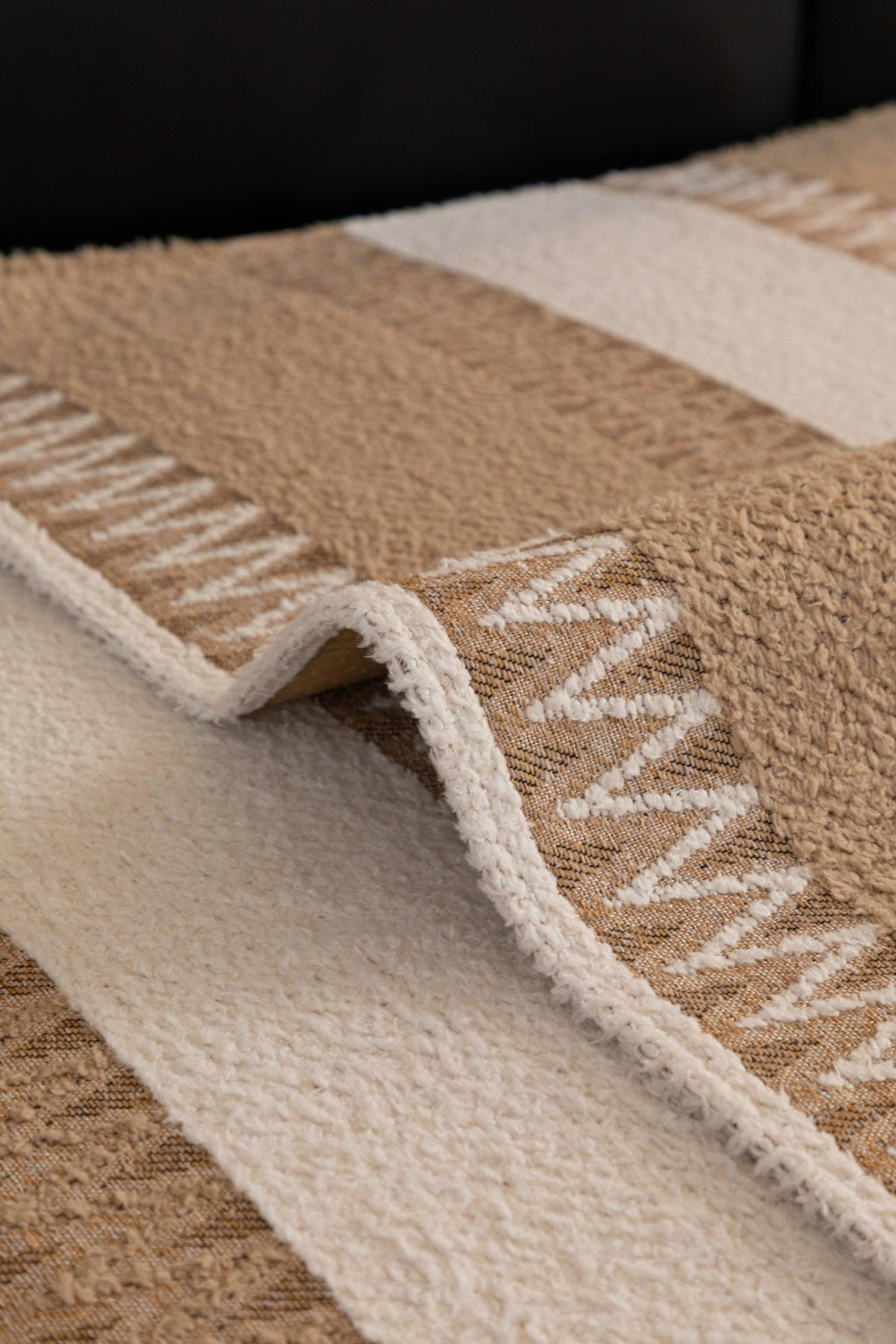 Decor Cedar Marlow Plush Stripe Sofa Seat Cover in Sand Beige Stripe - detail image for plush striped couch cover pieces in United States