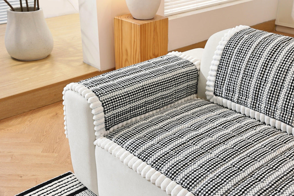 Decor Cedar Monaco Pom Edge Stripe Sofa Cover Piece - stripe and pom edge sofa styling for striped pom edge sofa cover pieces in United States, image 10