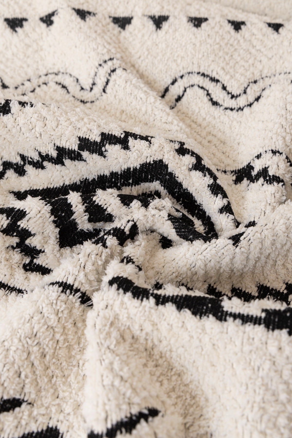 Decor Cedar Nala Geometric Plush Sofa Throw Cover in Ivory Black - geometric sofa throw cover styled couch cover in United States, image 4