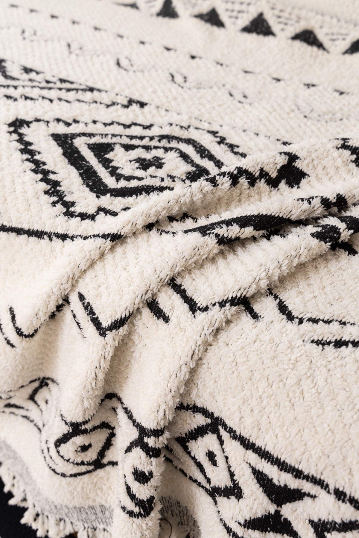 Decor Cedar Nala Geometric Plush Sofa Throw Cover in Ivory Black - geometric sofa throw cover styled couch cover in United States, image 6