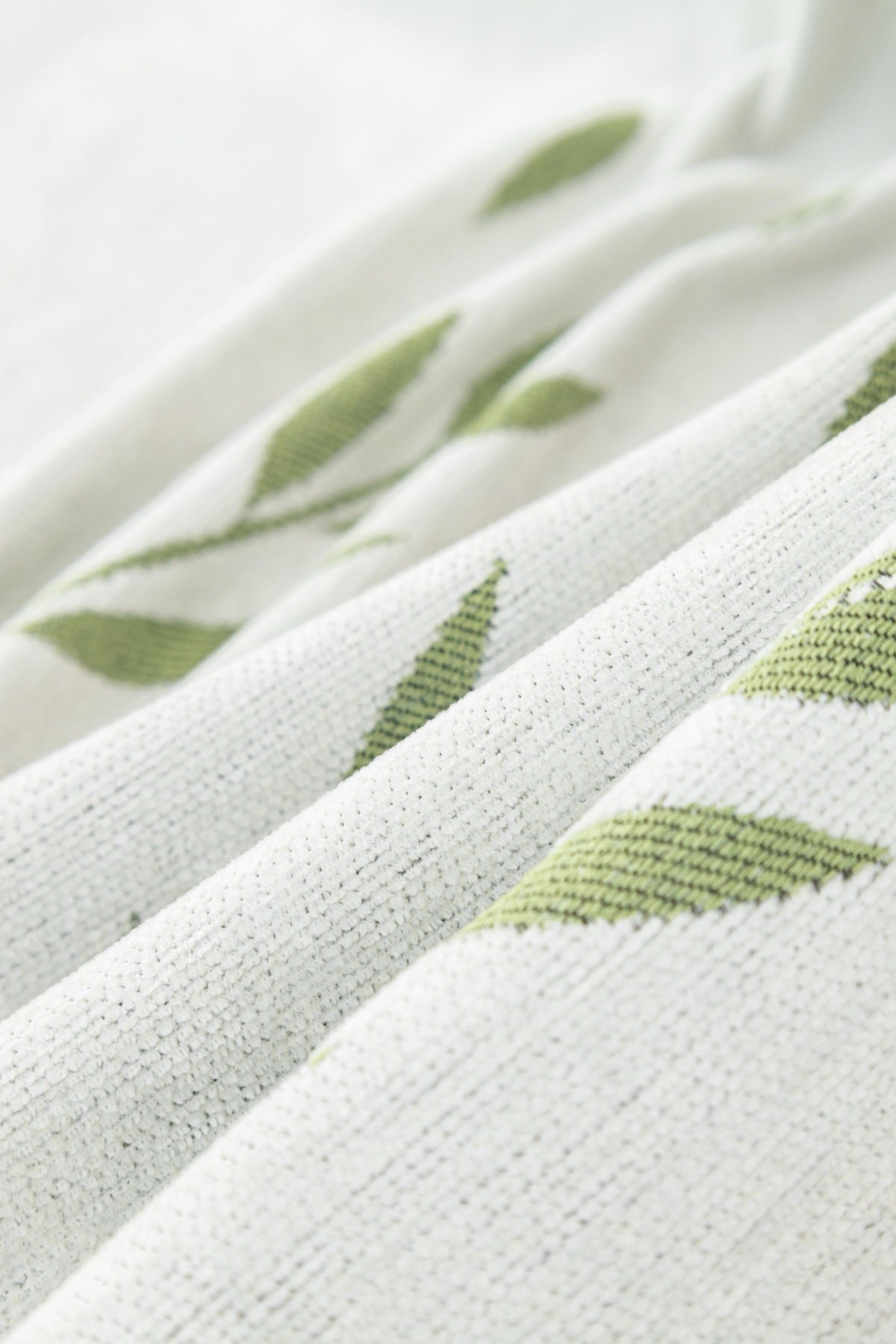 Decor Cedar Oliva Leaf Fringe Sofa Throw Cover in Sage Leaf - leaf pattern sofa throw cover styled couch cover in United States, image 3