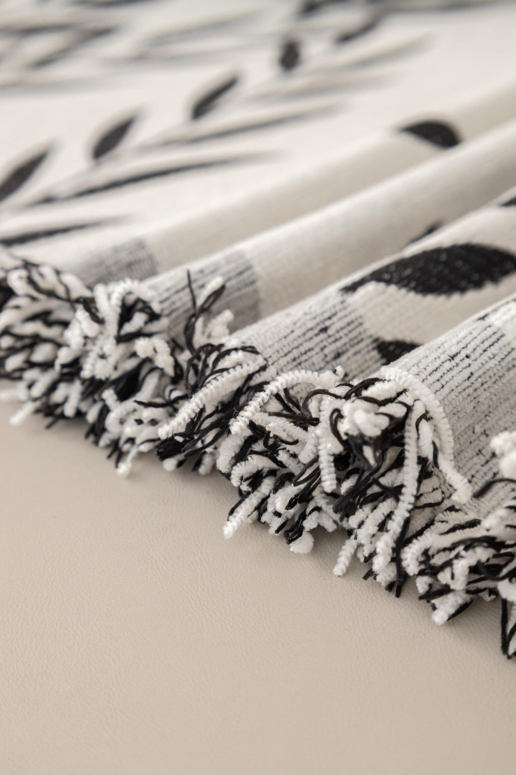 Decor Cedar Oliva Leaf Fringe Sofa Throw Cover in Silver Leaf - leaf pattern sofa throw cover styled couch cover in United States, image 29