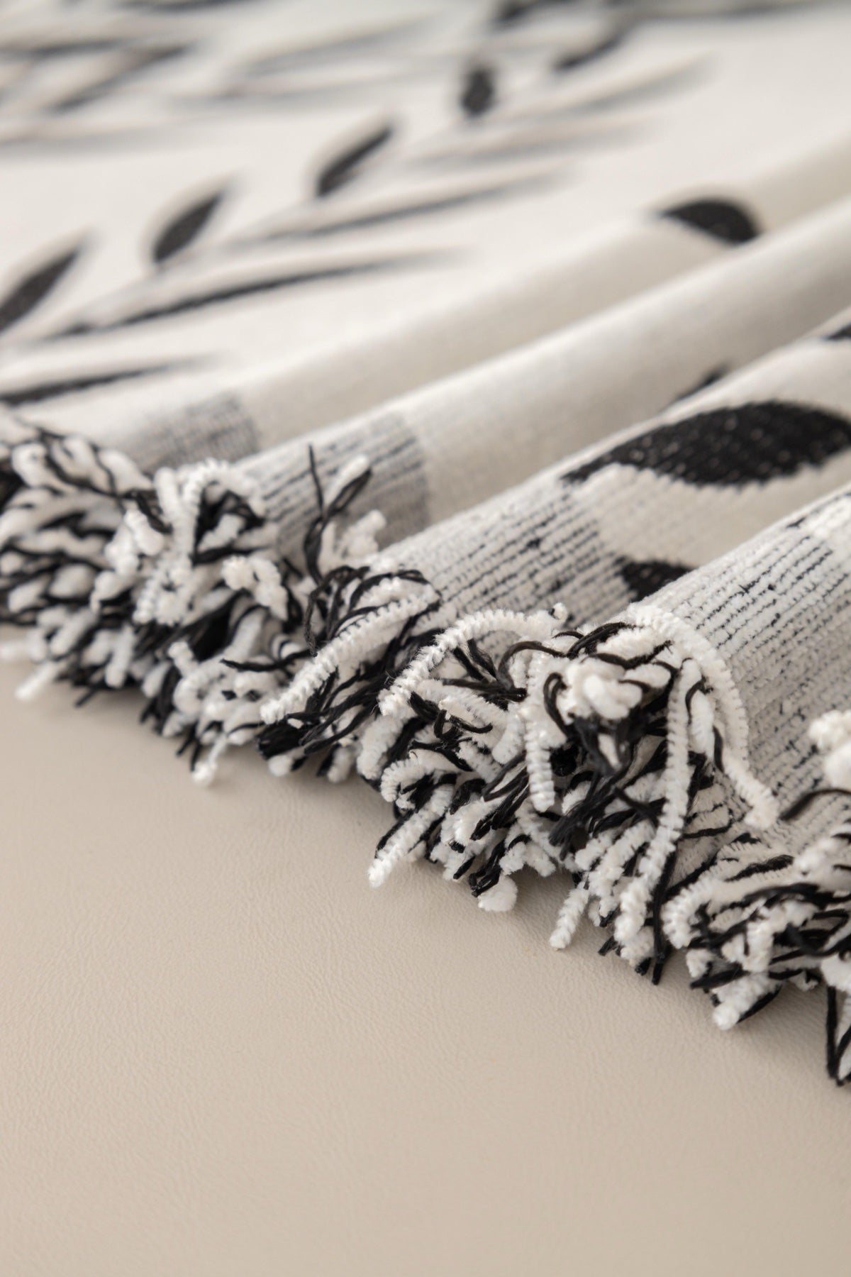 Decor Cedar Oliva Leaf Fringe Sofa Throw Cover in Silver Leaf - leaf pattern sofa throw cover styled couch cover in United States, image 29