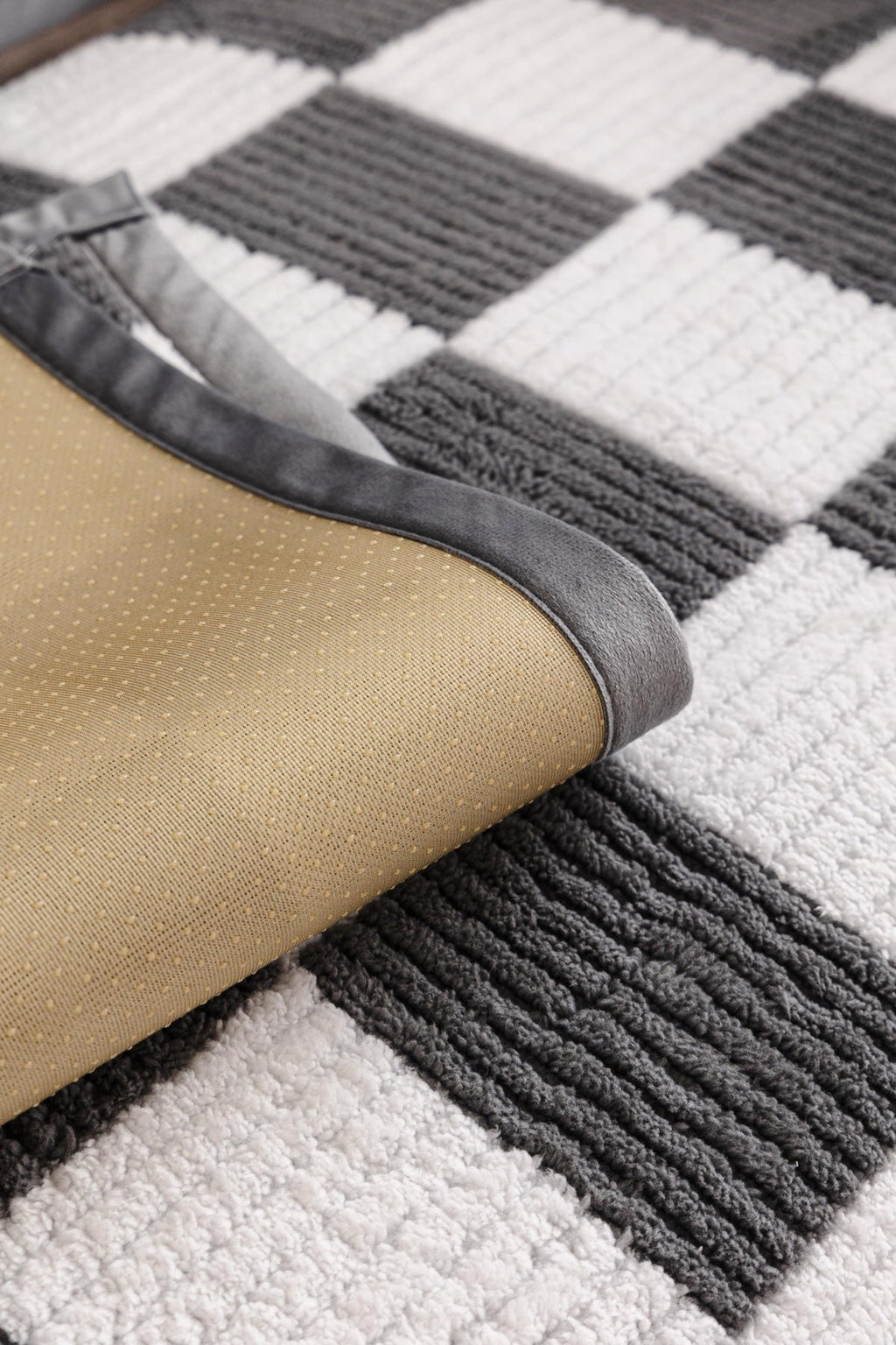 Decor Cedar Palermo Checker Chenille Sofa Cover Piece in Charcoal Cream - checker chenille fabric and edge detail for checker chenille sofa cover pieces in United States, image 55