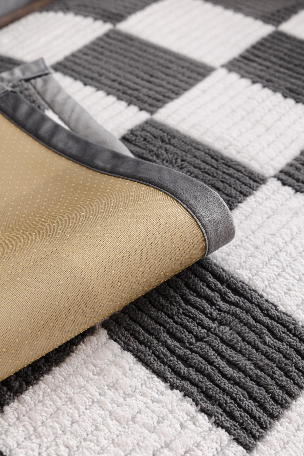 Decor Cedar Palermo Checker Chenille Sofa Cover Piece in Charcoal Cream - checker chenille fabric and edge detail for checker chenille sofa cover pieces in United States, image 55