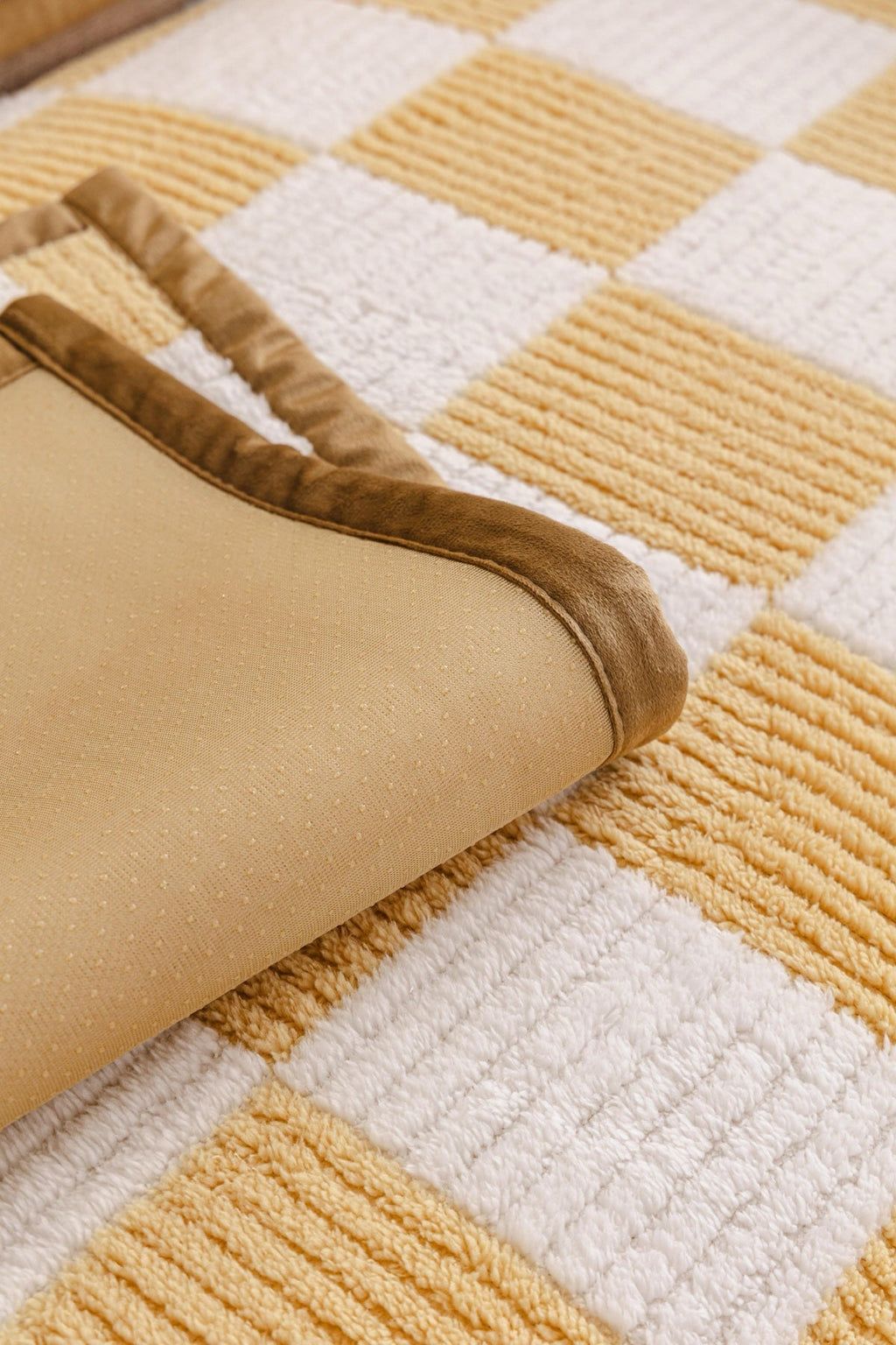 Decor Cedar Palermo Checker Chenille Sofa Cover Piece in Honey Cream - checker chenille fabric and edge detail for checker chenille sofa cover pieces in United States, image 39