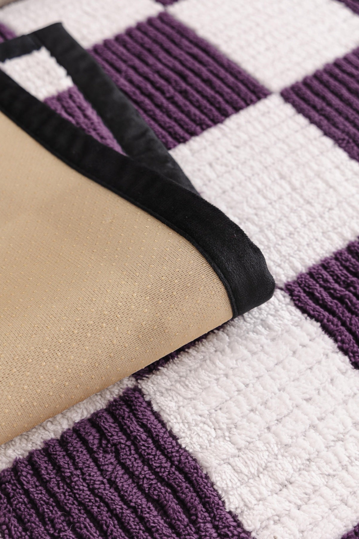 Decor Cedar Palermo Checker Chenille Sofa Cover Piece in Plum Cream - checker chenille fabric and edge detail for checker chenille sofa cover pieces in United States, image 12